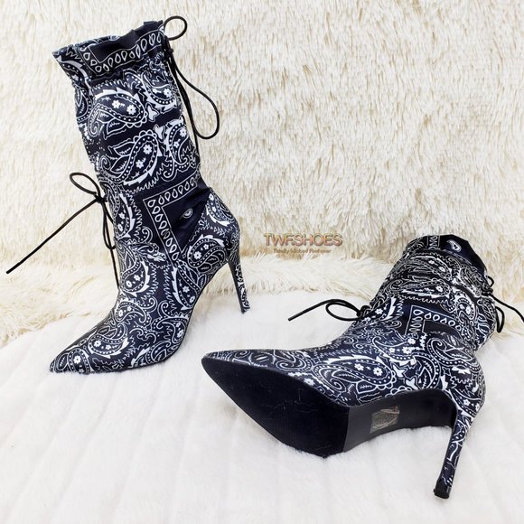 Madness Drawstring 4" Stiletto High Heel Mid Calf Boots - Picture 7 of 12